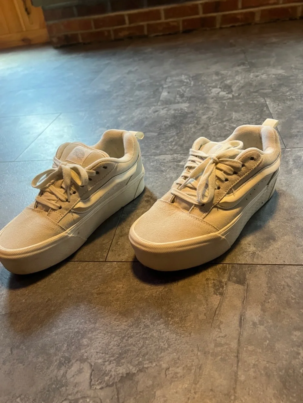 Vans Platform Low-Top Sneakers in Light Beige